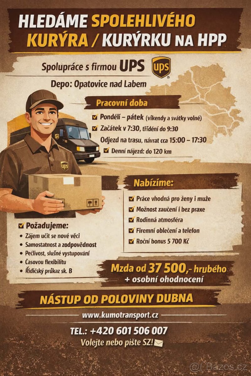 Ridič/ka - Kurýr/ka sk. B pro UPS