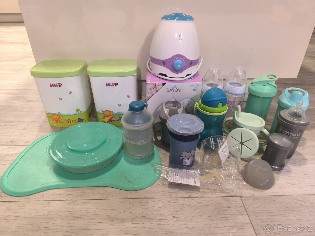 Ohřívač lahví + dětské láhve Twistshake, HiPP, NUK