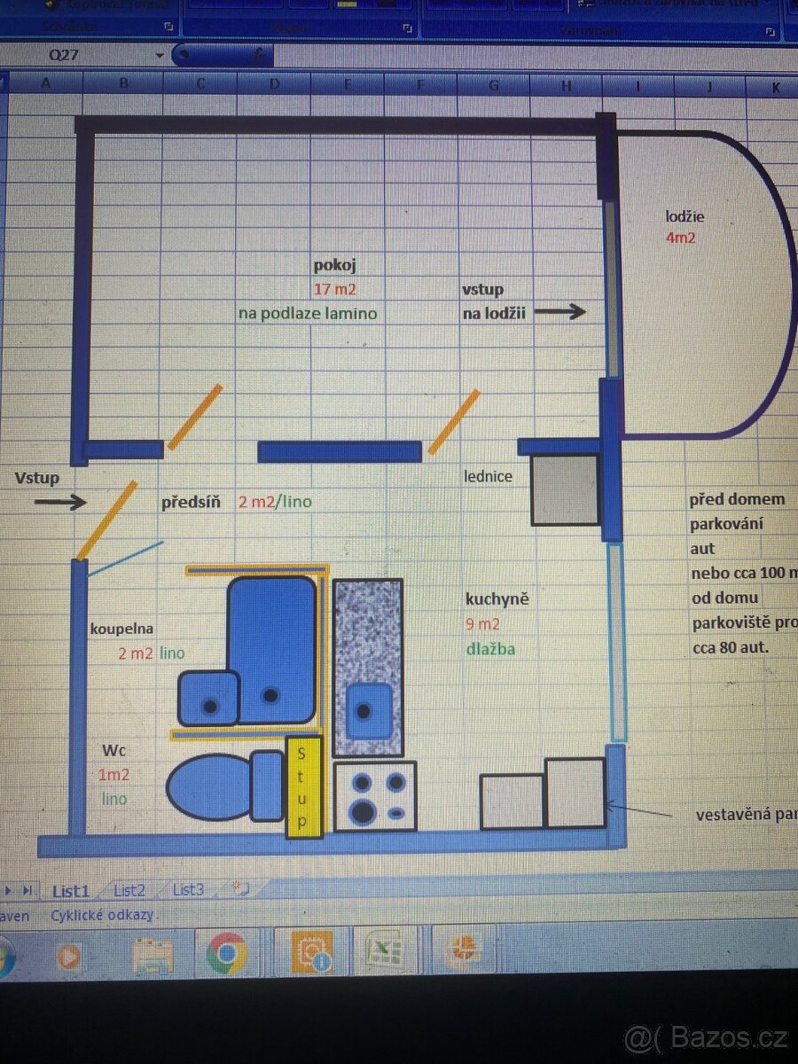 BEZ RK ....DB 1+1+B, zateplený panel, 36,5 m2 Bystrc