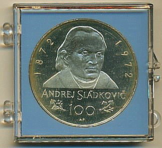 Mince 100 Kčs 1972, Sládkovič - zkušební ražba