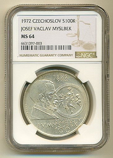 Mince 100 Kčs 1972, Myslbek - zkušební ražba