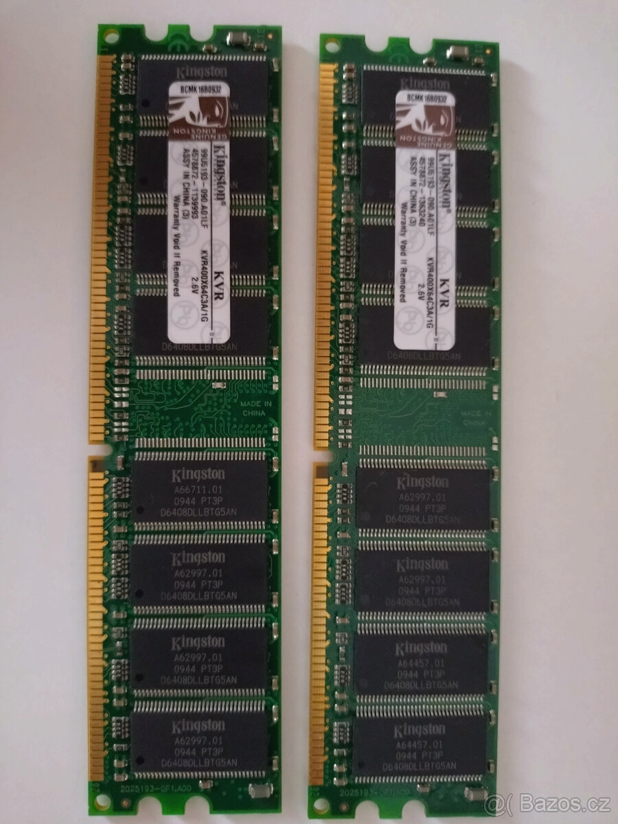 Paměť KINGSTON 2x1g DDR CL3
