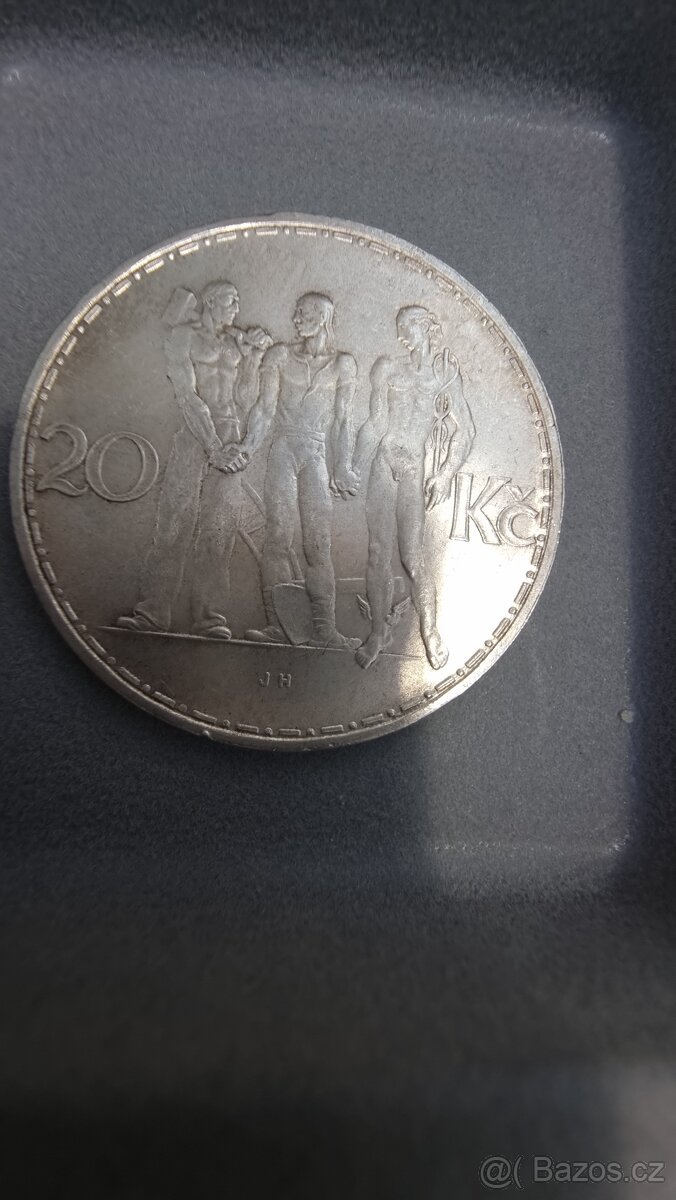 Československo 20 Kč 1937 – T. G. Masaryk – stříbrná mince