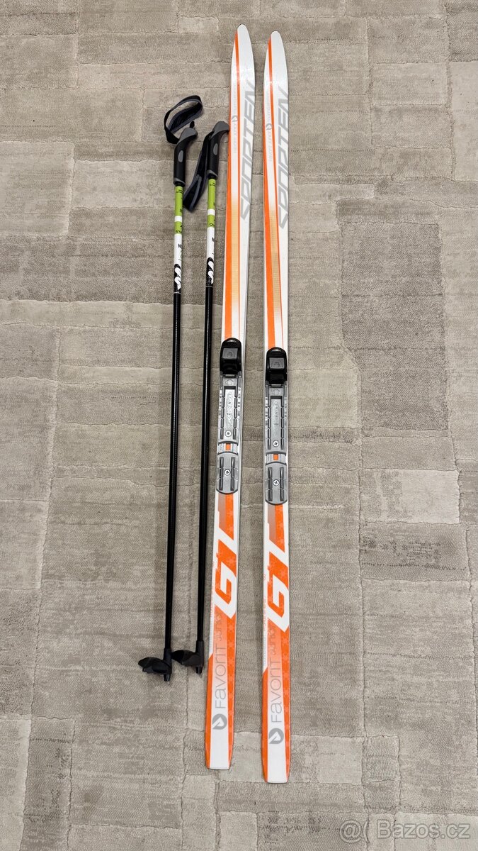 Běžky dětské 150cm + hůlky 115cm + boty