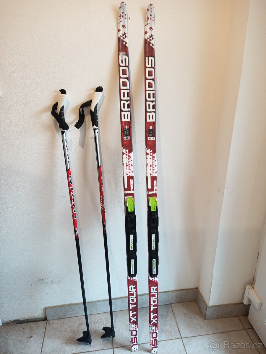 Dětské běžky 150cm + hole 120cm + boty velikost 37