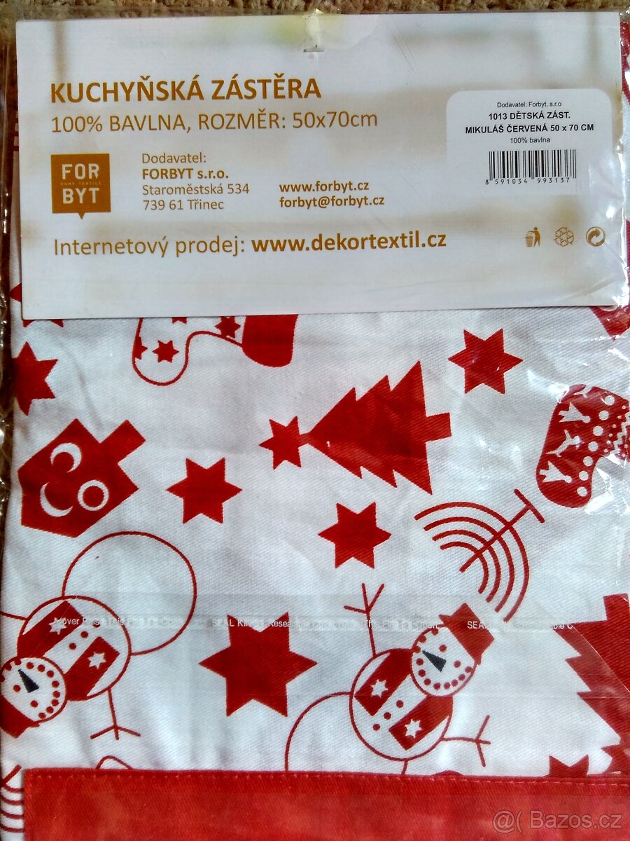 Nová dětská bavlněná zástěra Mikuláš