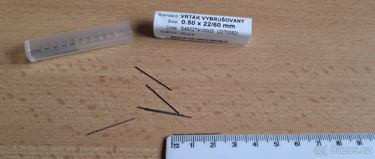 Vrták HSS D0,5 L22 mm vybrušované