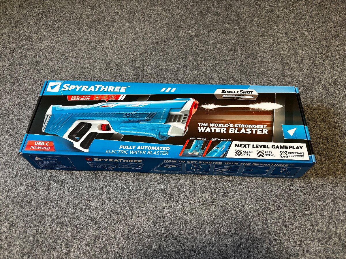 Vodní pistole SpyraThree modrá - Elektronická - NOVÁ
