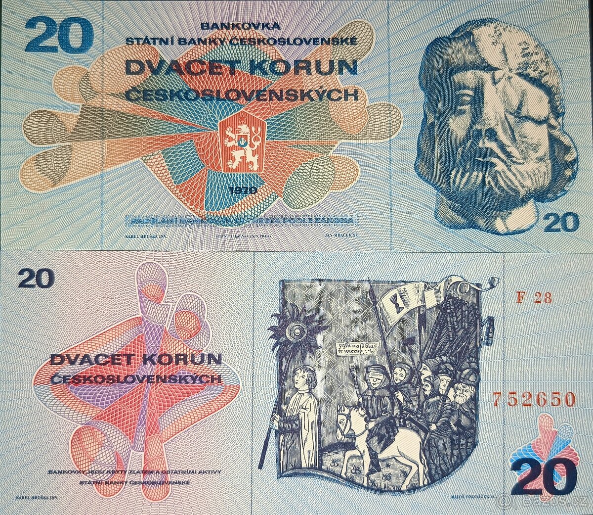 20 Kčs 1970 Žižka UNC s. F