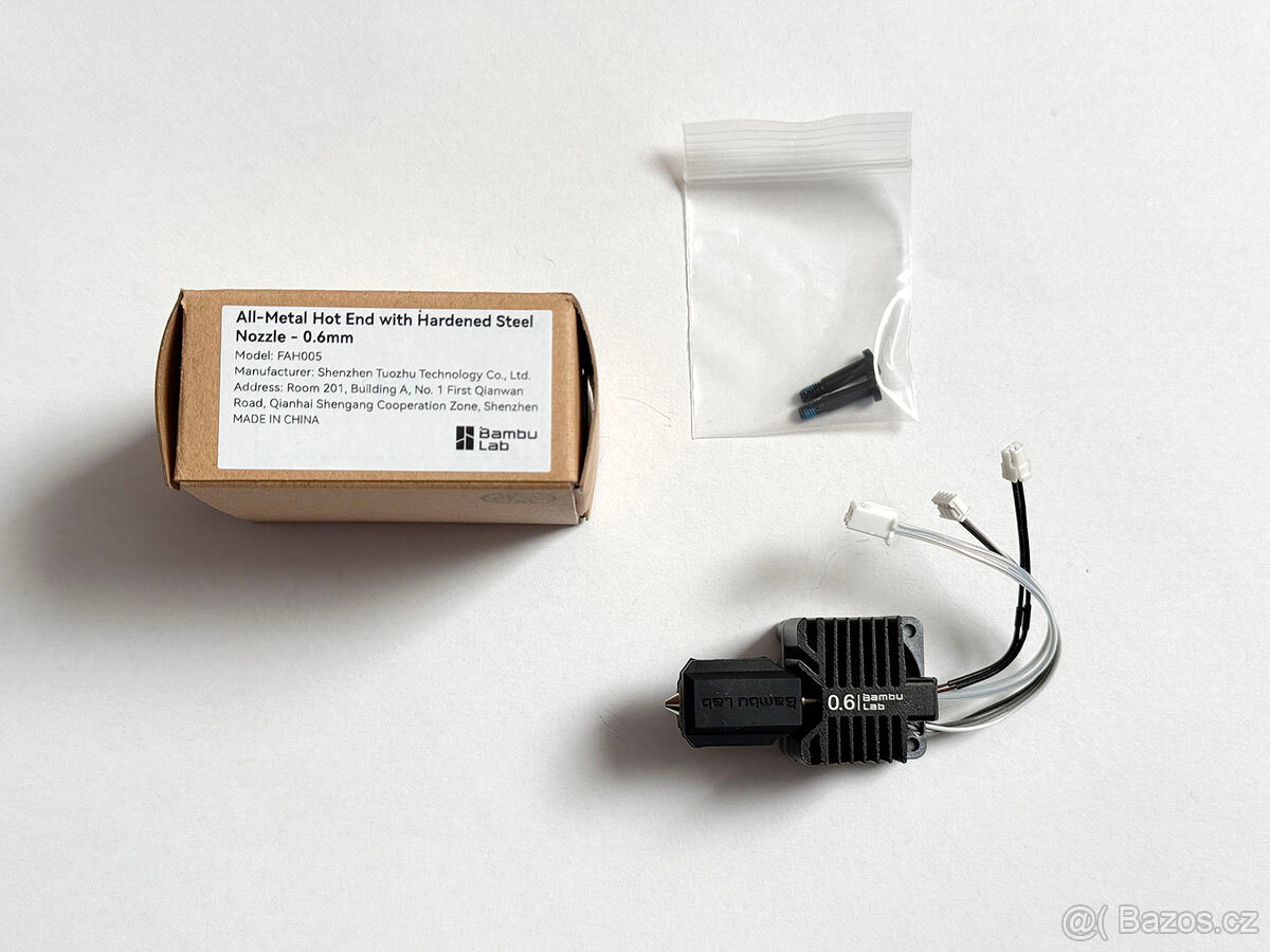 Kompletní hotend BabmuLab X1C Hardened steel 0.6mm