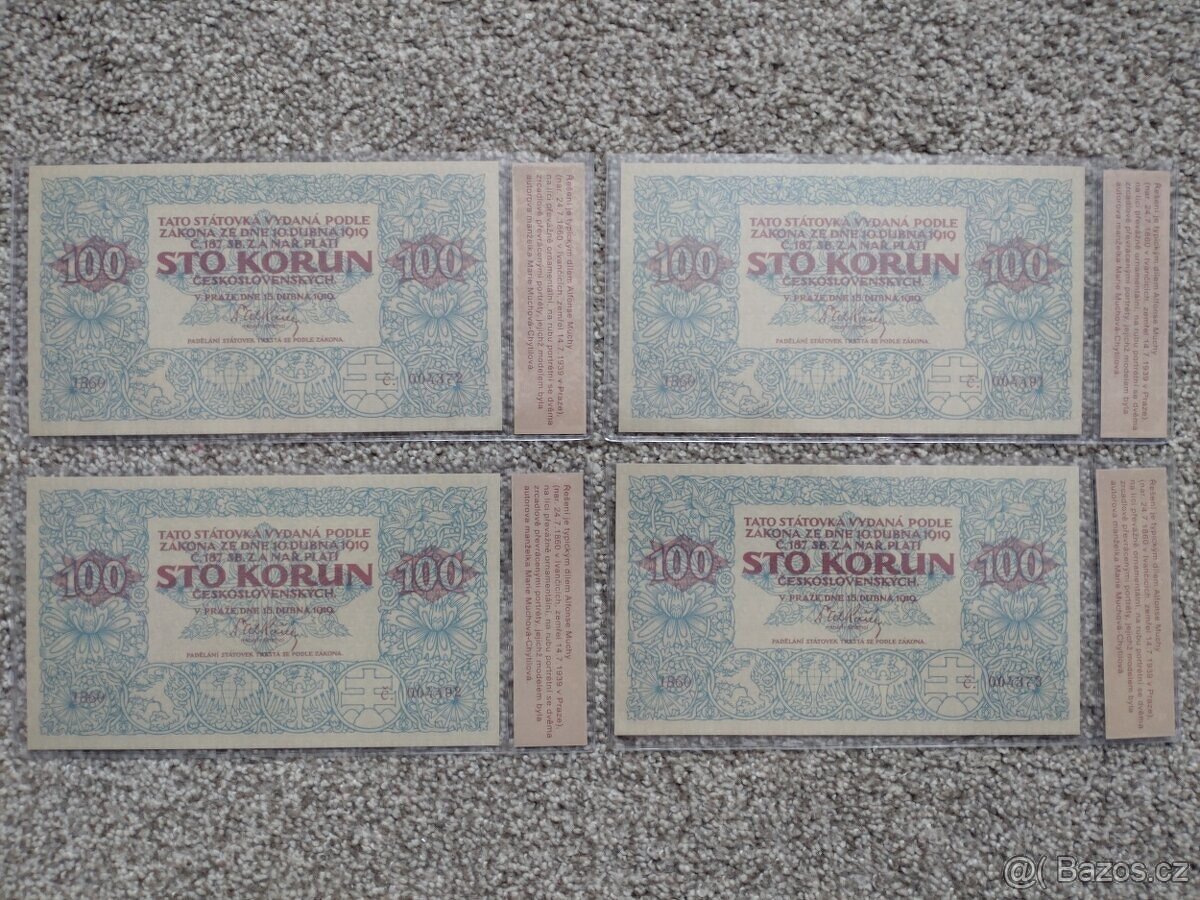 100 kčs 1919 Ivančice Vzácná