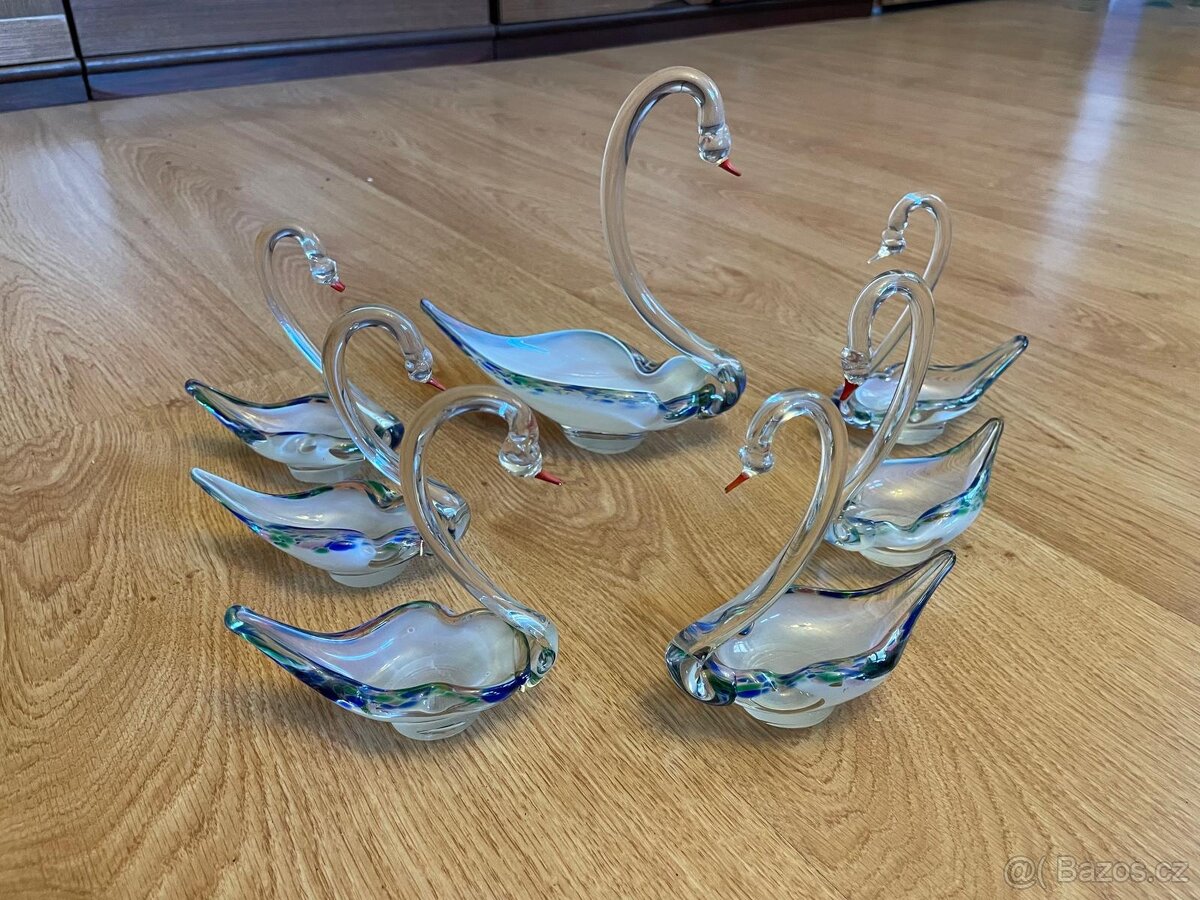 Skleněné labutě – ruční práce (set)