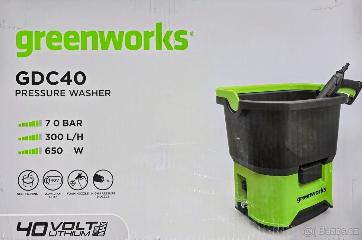 NOVÁ AKU TLAKOVÁ MYČKA GREENWORKS GDC40 40V