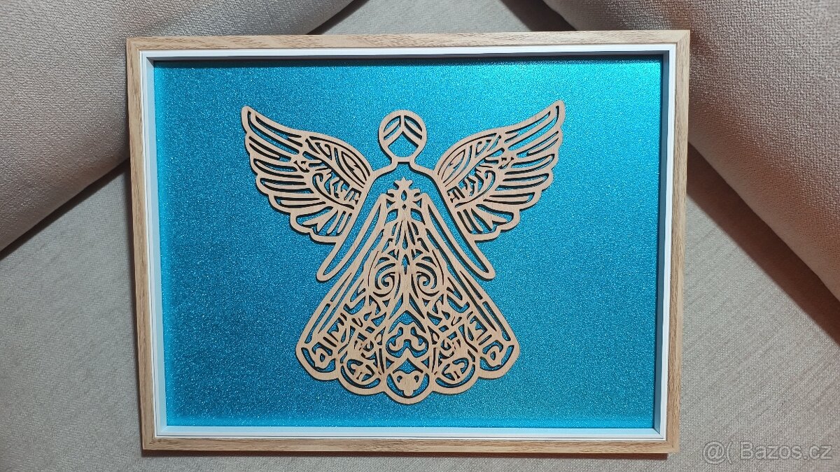 OBRAZ ANDĚLÉ S LÁSKOU 30X40 CM-MODRÁ