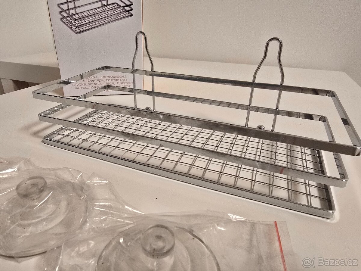 Koupelnová drátěná polička na přísavky