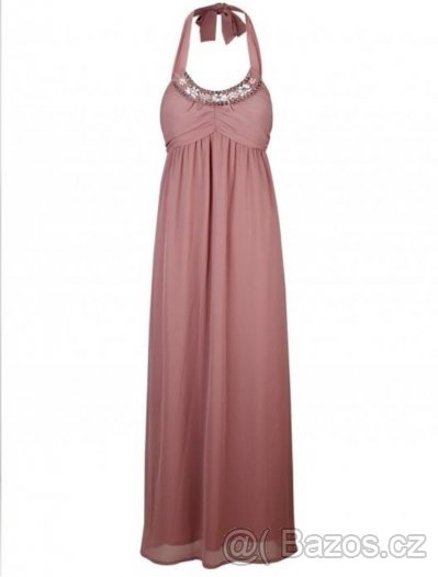 Dlouhé růžové společenské šaty vel.40