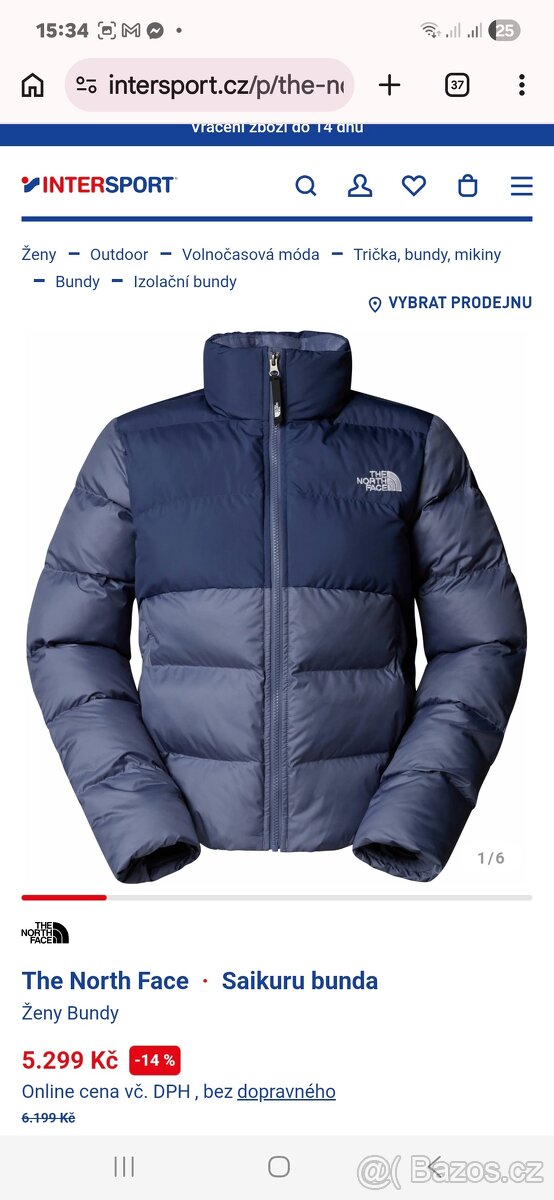 The North Face péřová bunda – skoro nová – vel. L