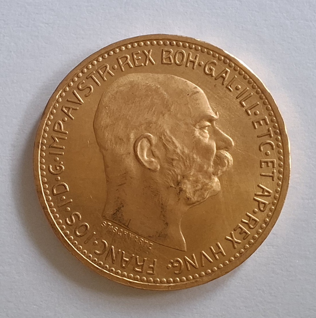 Zlatá mince 20 Koruna František Josef I. 1915