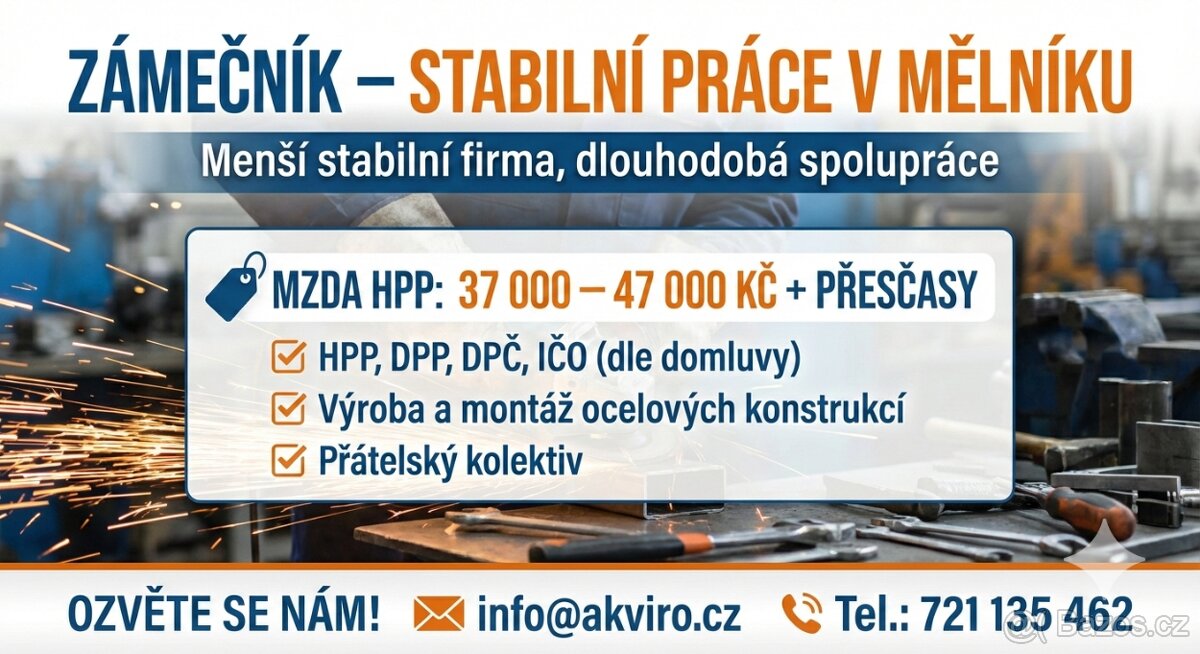 Zámečník – stabilní práce v Mělníku