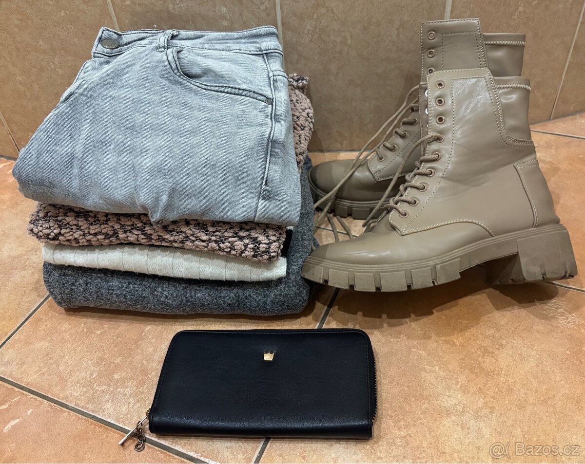 Balík dámského oblečení M,L a boty 40