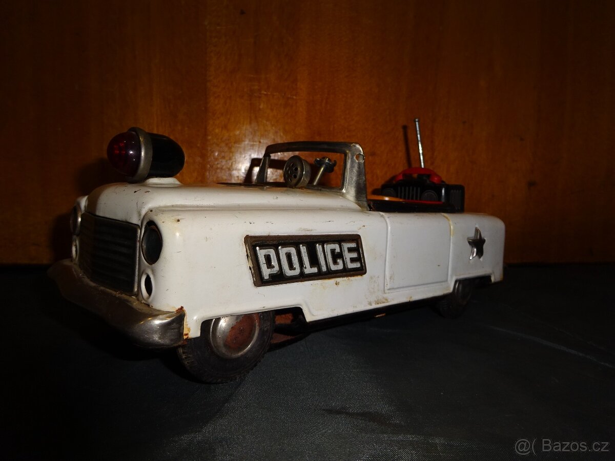 Staré plechové policejní auto TN, made in Japan
