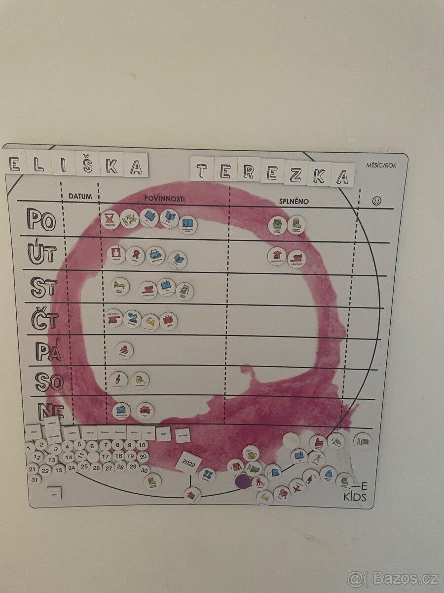 Dětská magnetická plánovací tabule