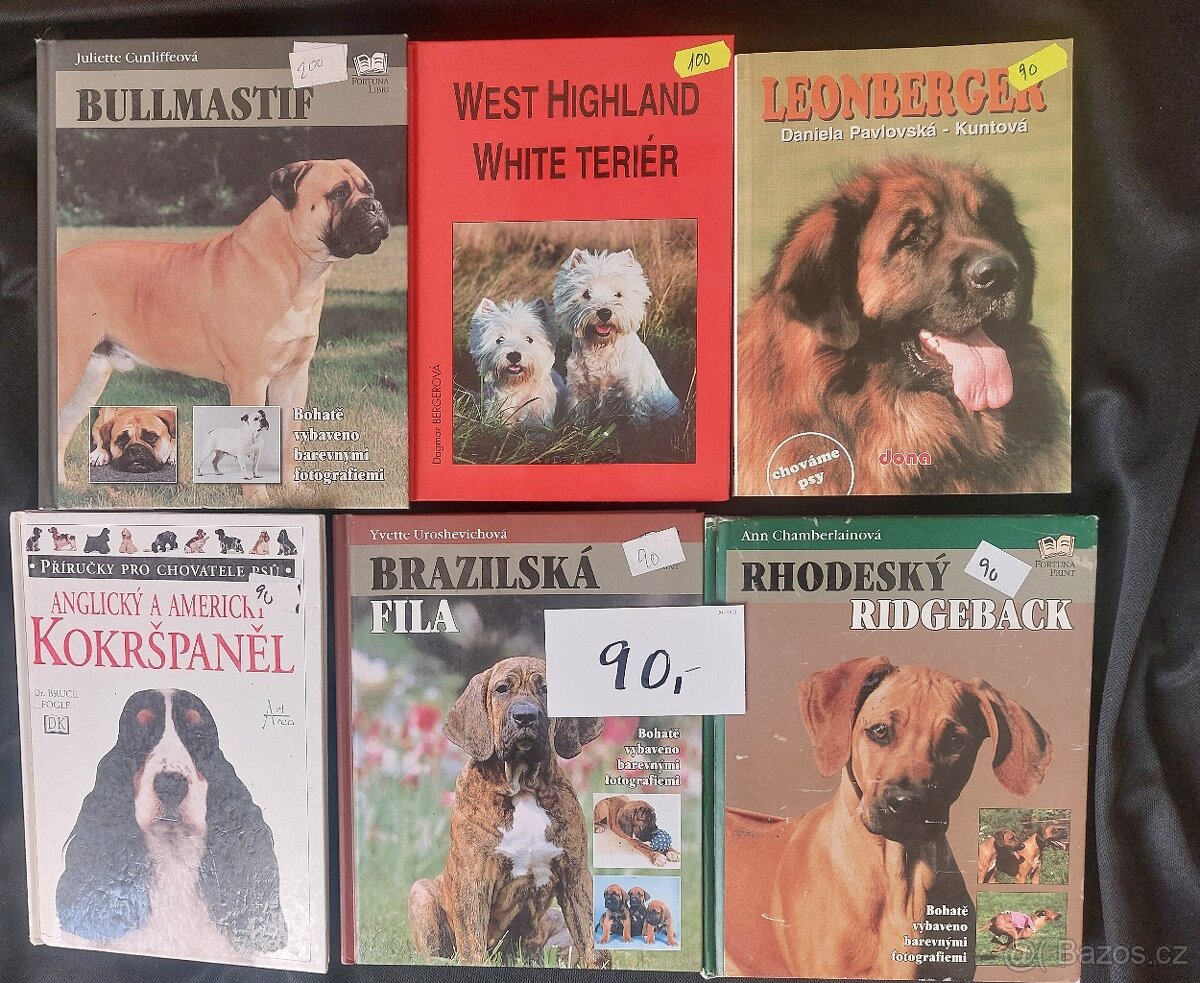 knihy chov psů a exotické ptactvo