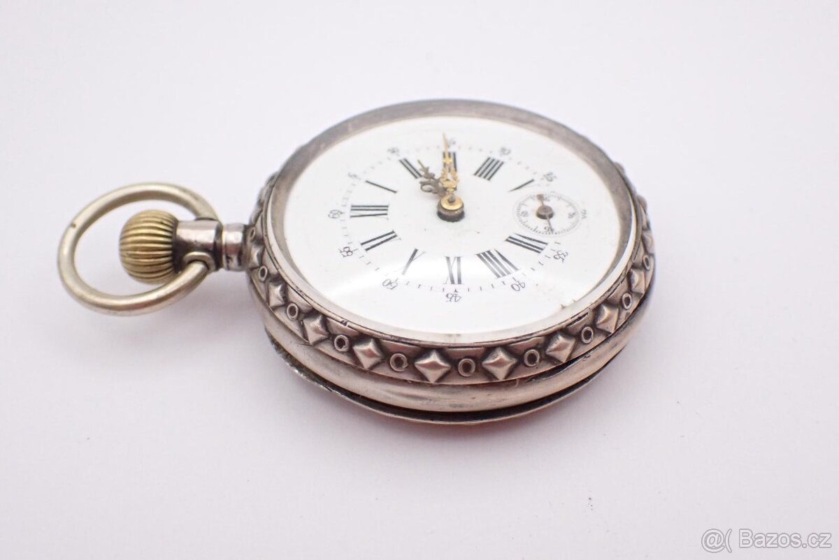 Starožitné dvoupláštové stříbrné kapesní hodinky