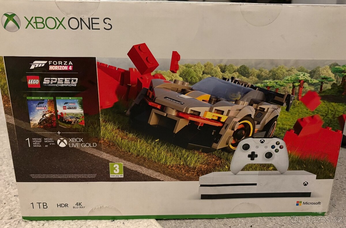 Xbox One S 1TB – Skvělý stav + 4 hry + Play & Charge Kit