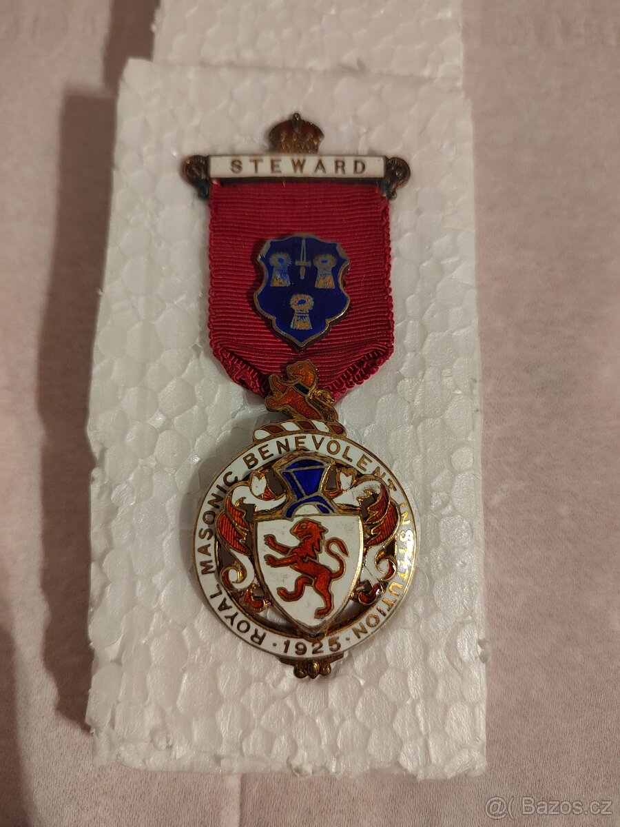 Zednářská medaile, z roku 1925,stříbro,smalt.