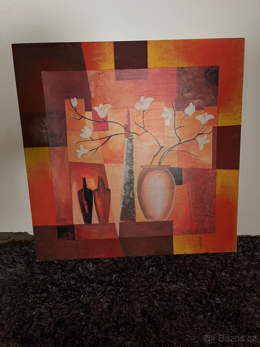 Obraz – oranžovo-červené tóny, 90 × 90 cm