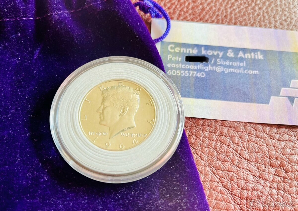 Stříbrná mince Kennedy 1964 Half Dollar, 12.5 gr