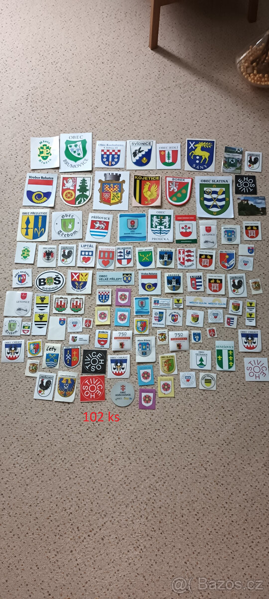 samolepky ERBY - konvolut + placky