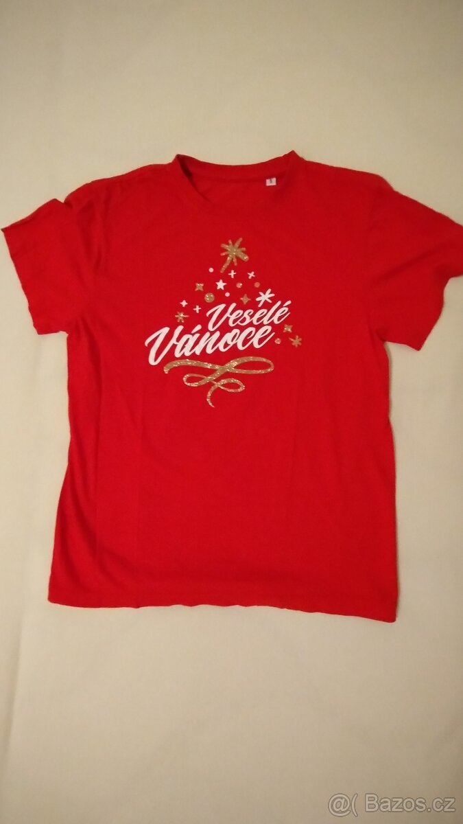 Dámské červené vánoční triko, vel. S