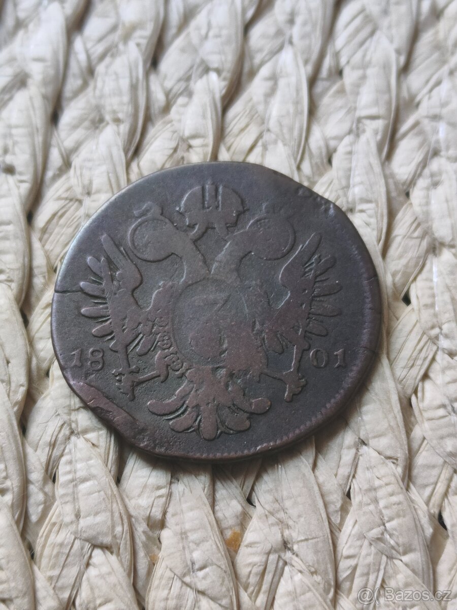 3 krejcar 1801 - mincovna F - vzácný