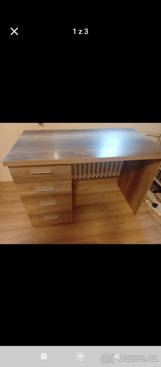 Prodám psaci stůl plocha stolu je skrabnuta 4:šuplíky materi