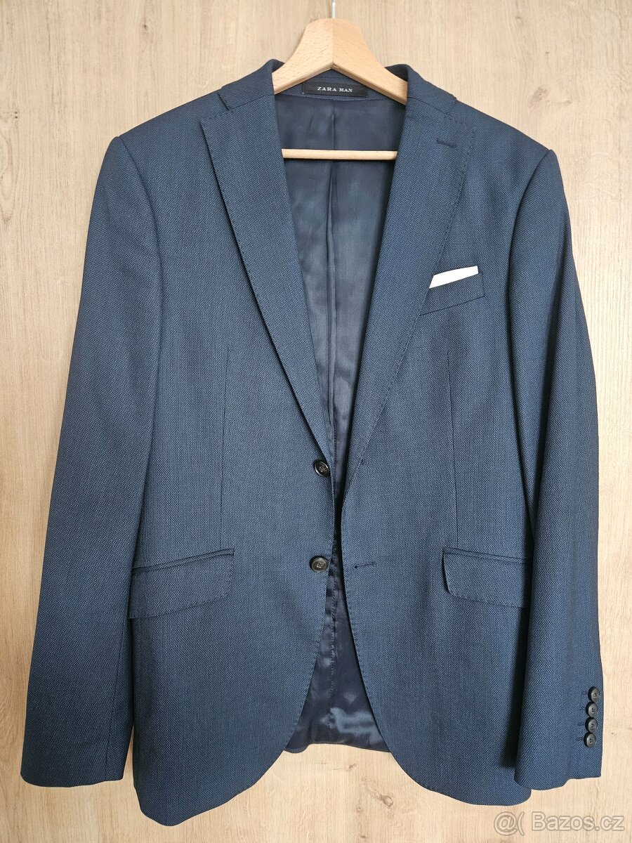 Pánský oblek tmavě modrý Zara Men 48/42