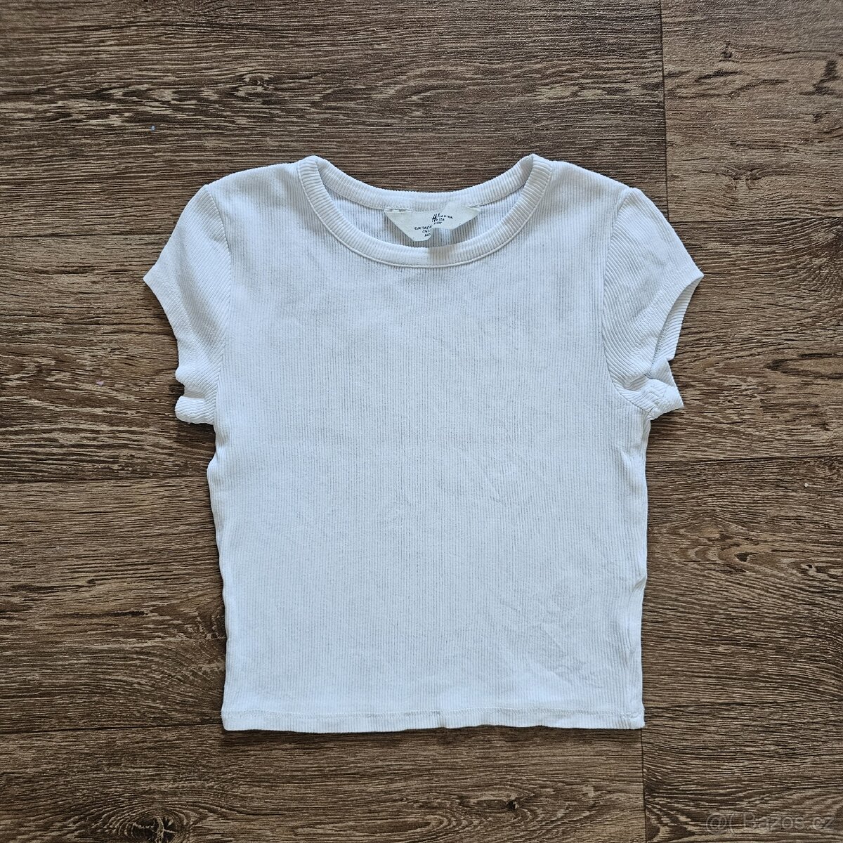 Dívčí bílé cropp žebrované triko H&M vel. 134/140