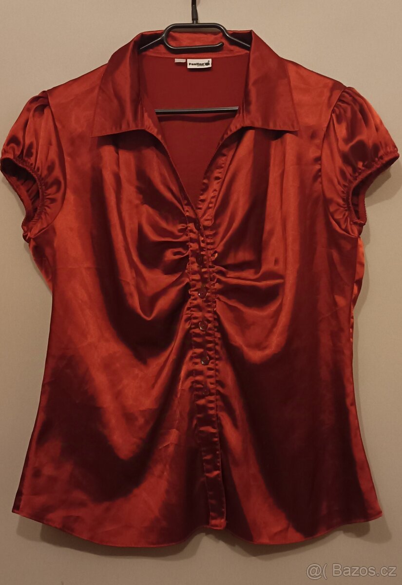 NOVÁ dámská vínová saténová halenka velikost L