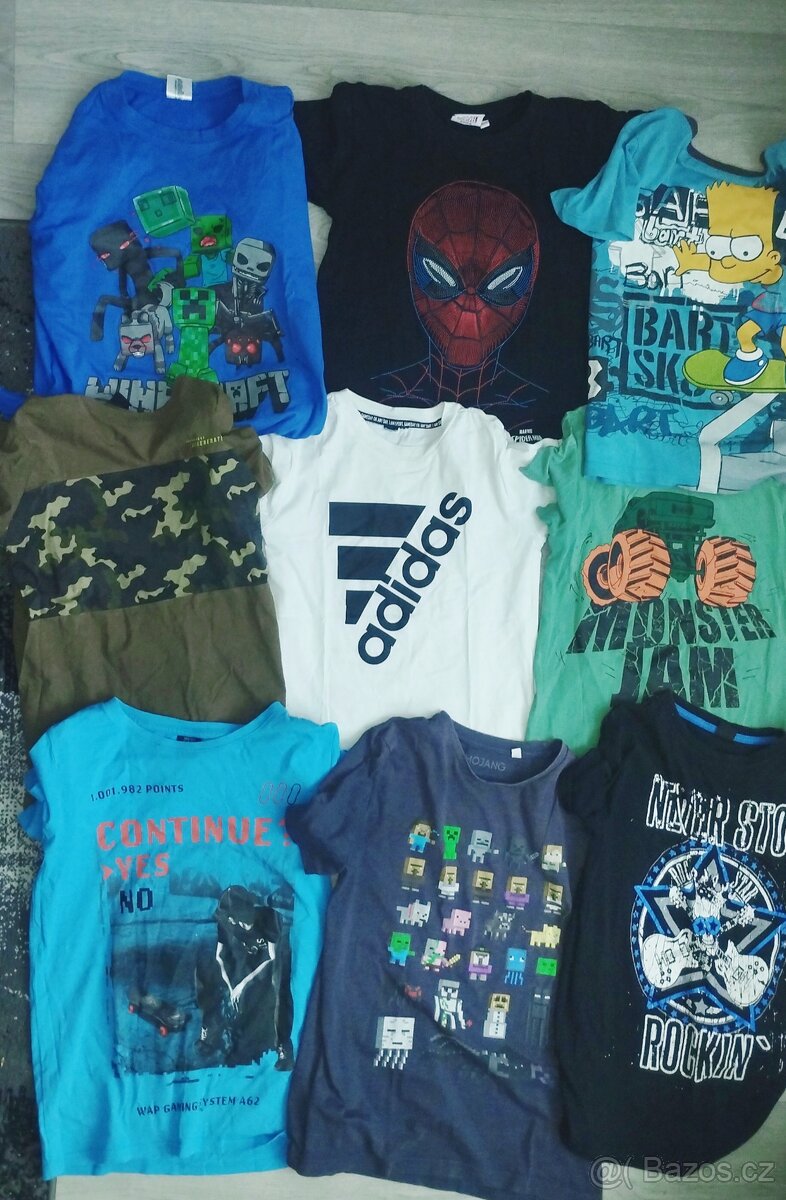 Set triček Adidas, Minecraft...a rifle, vel. 146-152