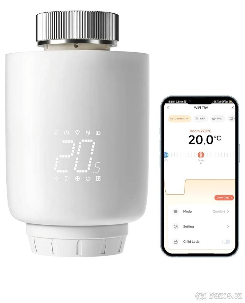 Termostatická hlavice na WiFi Tuya TRV601W