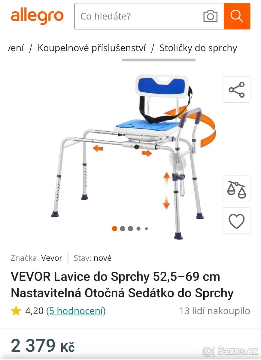 VEVOR Lavice do Sprchy