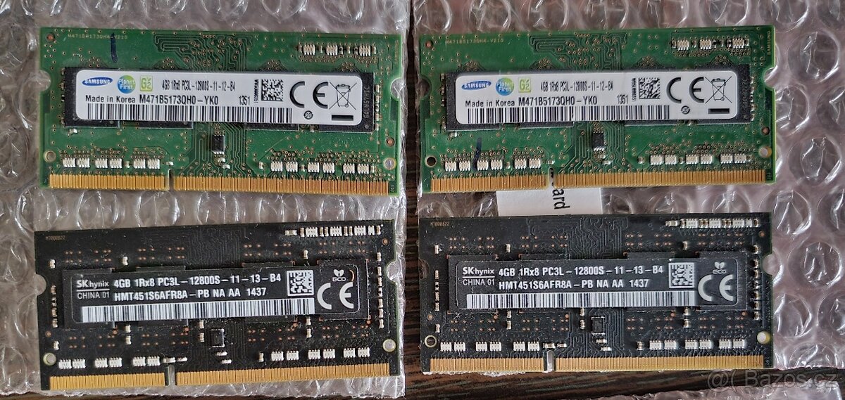 4x 4gb ddr3l do Notebooku (low power) Všechny funkční.