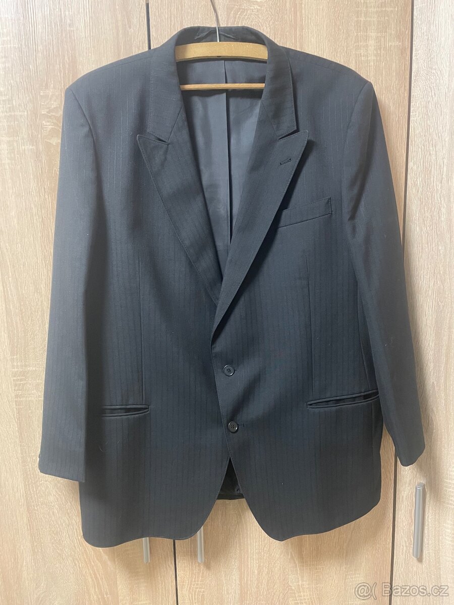 Pánské černé sako Marco Devoti vel. L – jemný proužek