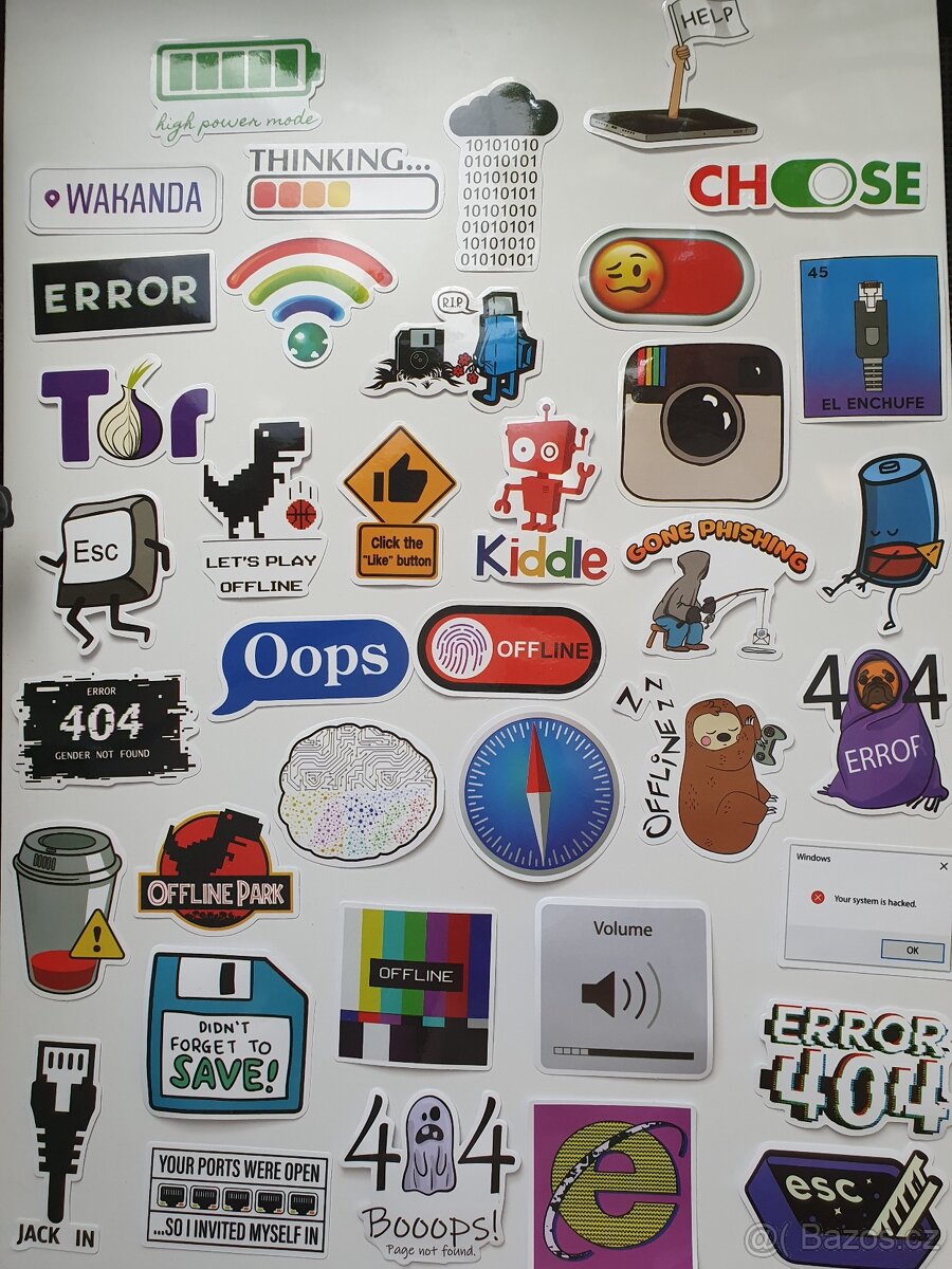 Mix nálepek IG, Google, GPS, oops, volume..