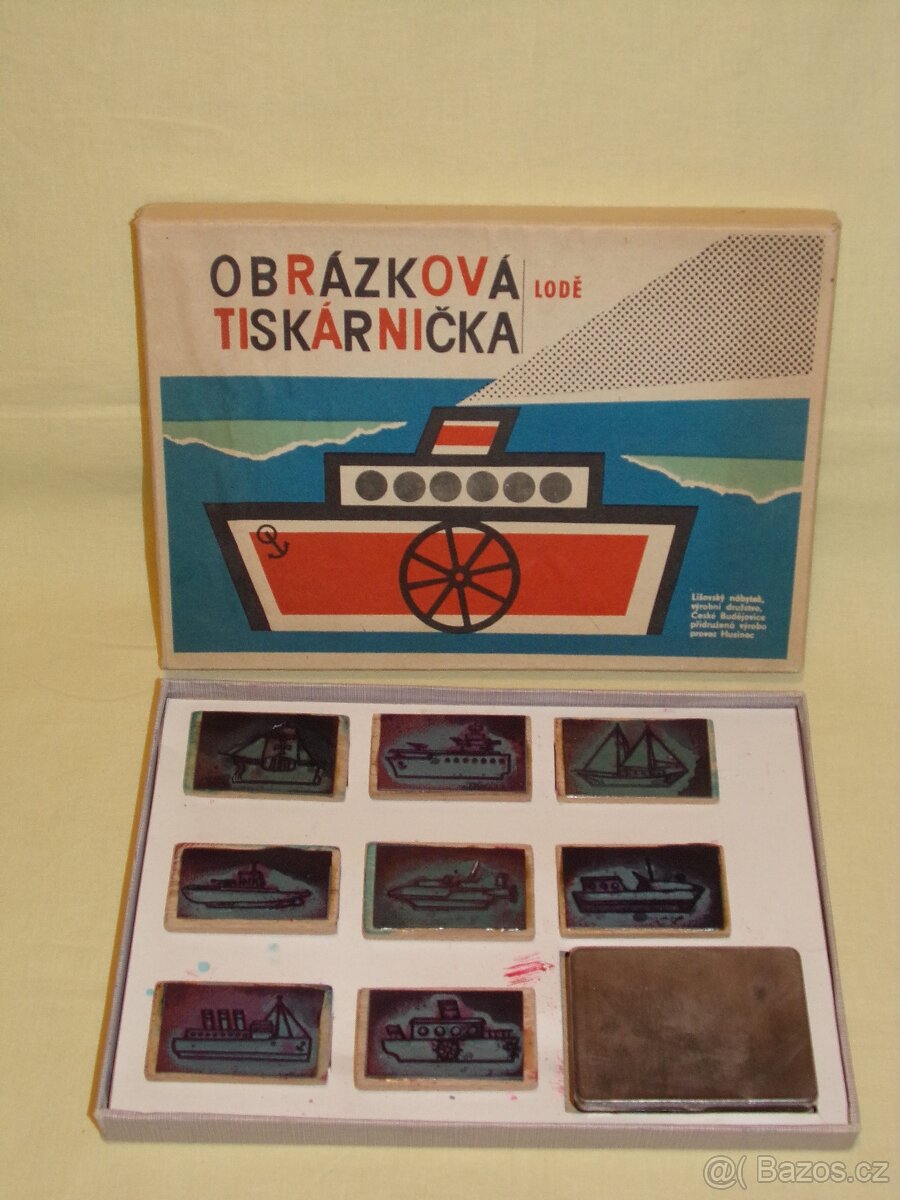 Obrázková tiskárnička - RAZÍTKA LODĚ - pěkný stav