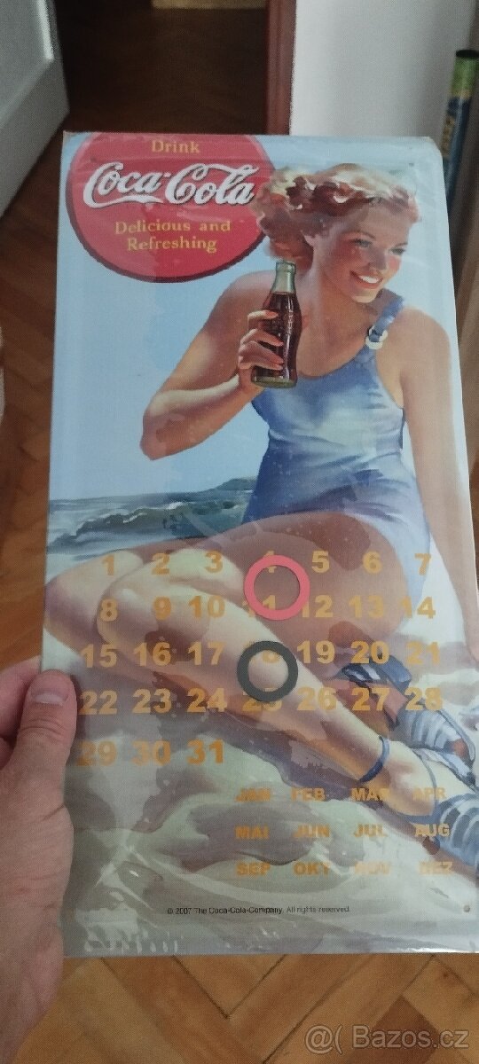 Retro plechový kalendář Coca-Cola – NEROZBALENÉ (Nové)