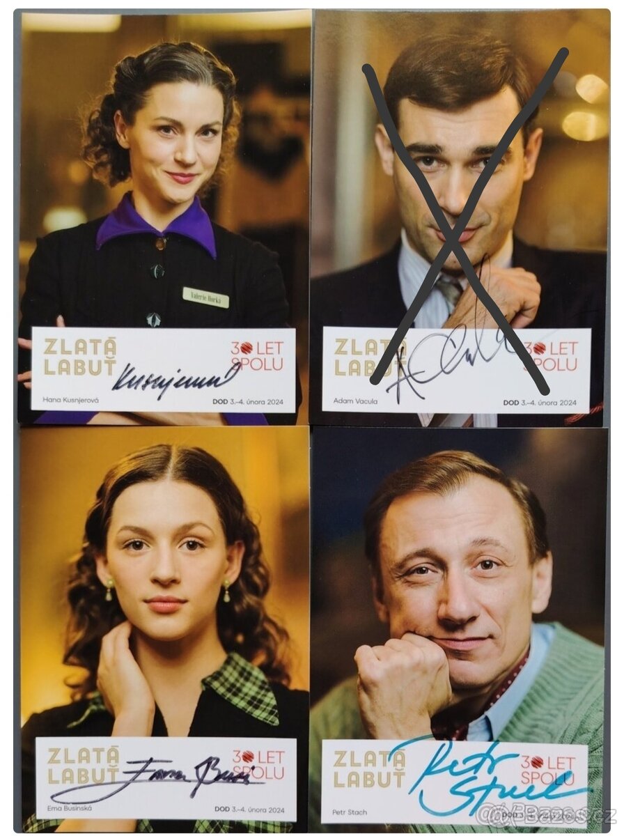 Prodám podpisové karty/autogram ZLATÁ LABUŤ