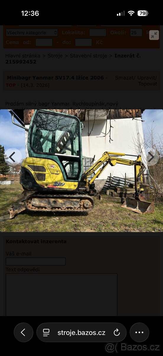 Koupím Yanmar b15/SV17