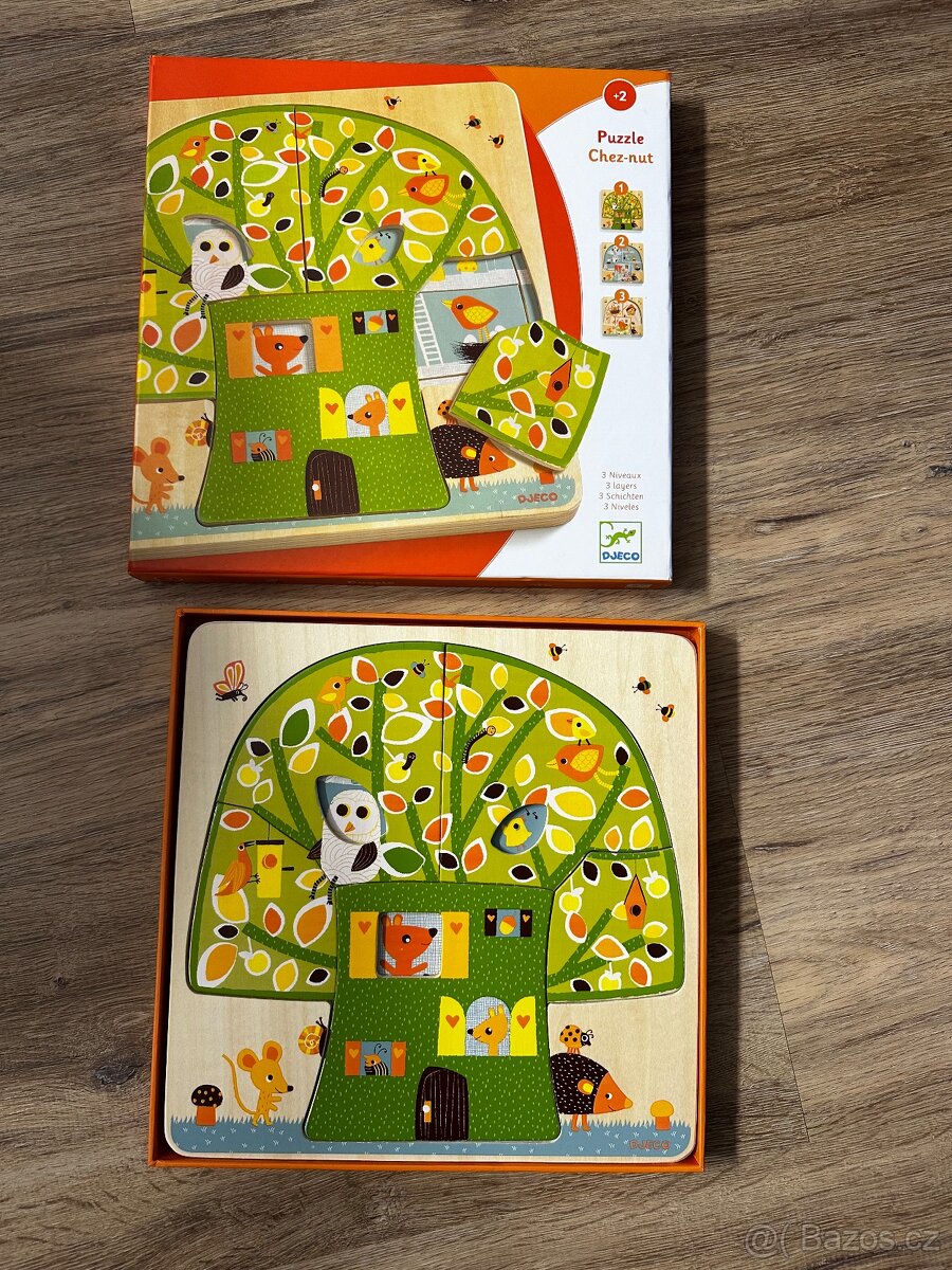Djeco - třívrstvé puzzle veverčí domeček